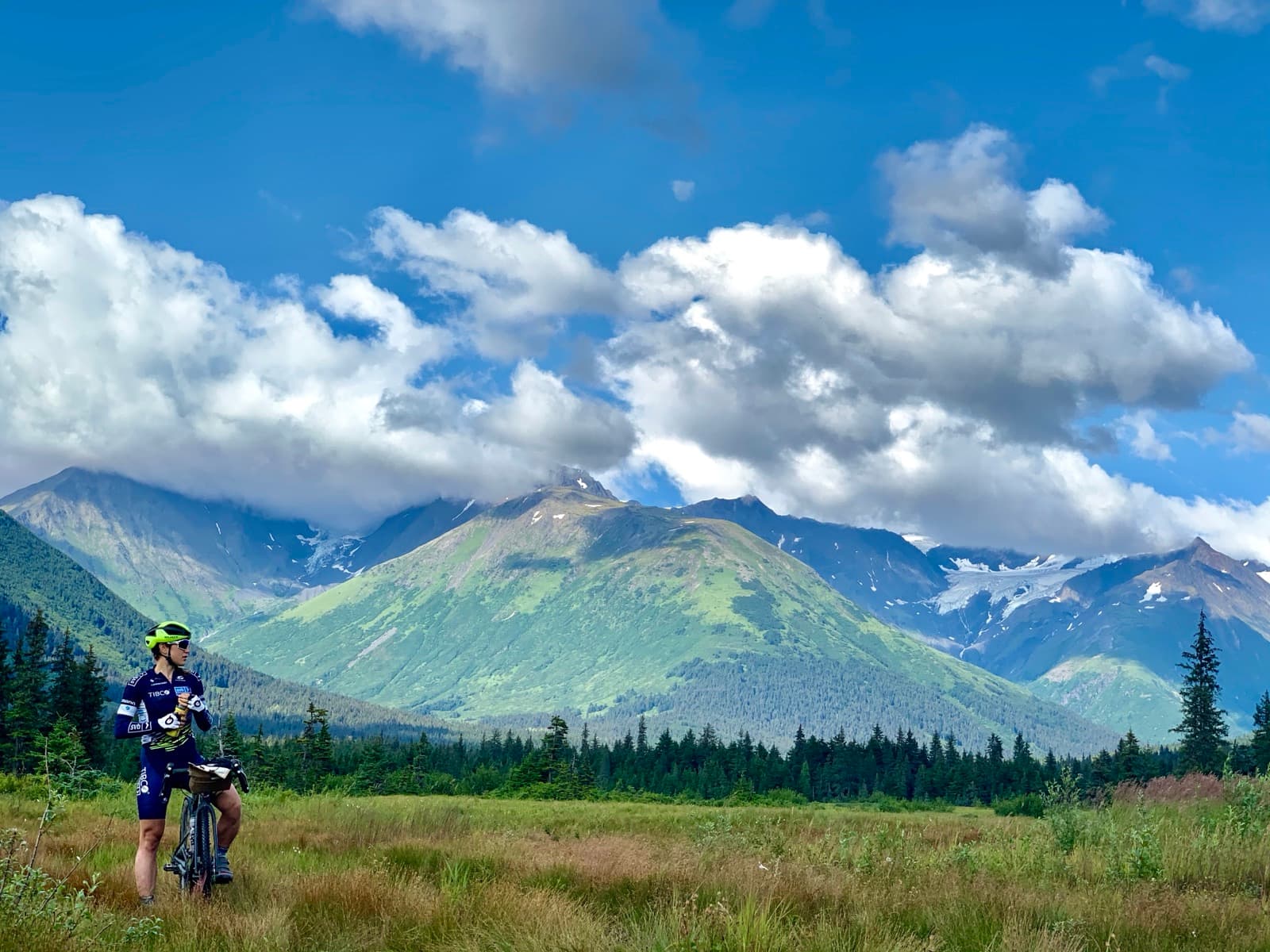 Kristen Faulkner biking in Denali National Park, Alaska
